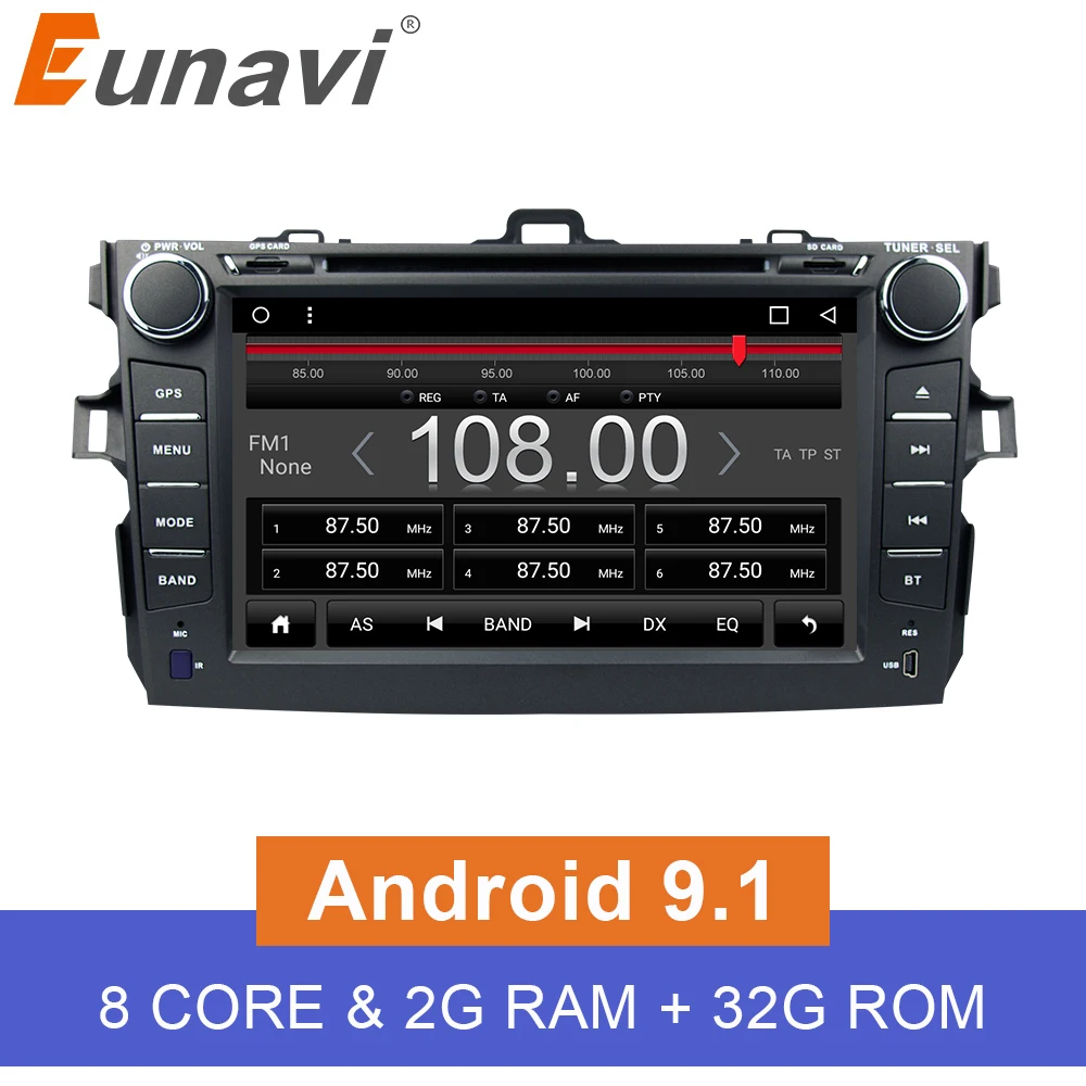 Eunavi Octa core 2 din Android 9 1 Автомобильный dvd Радио Стерео gps для Защитные чехлы сидений