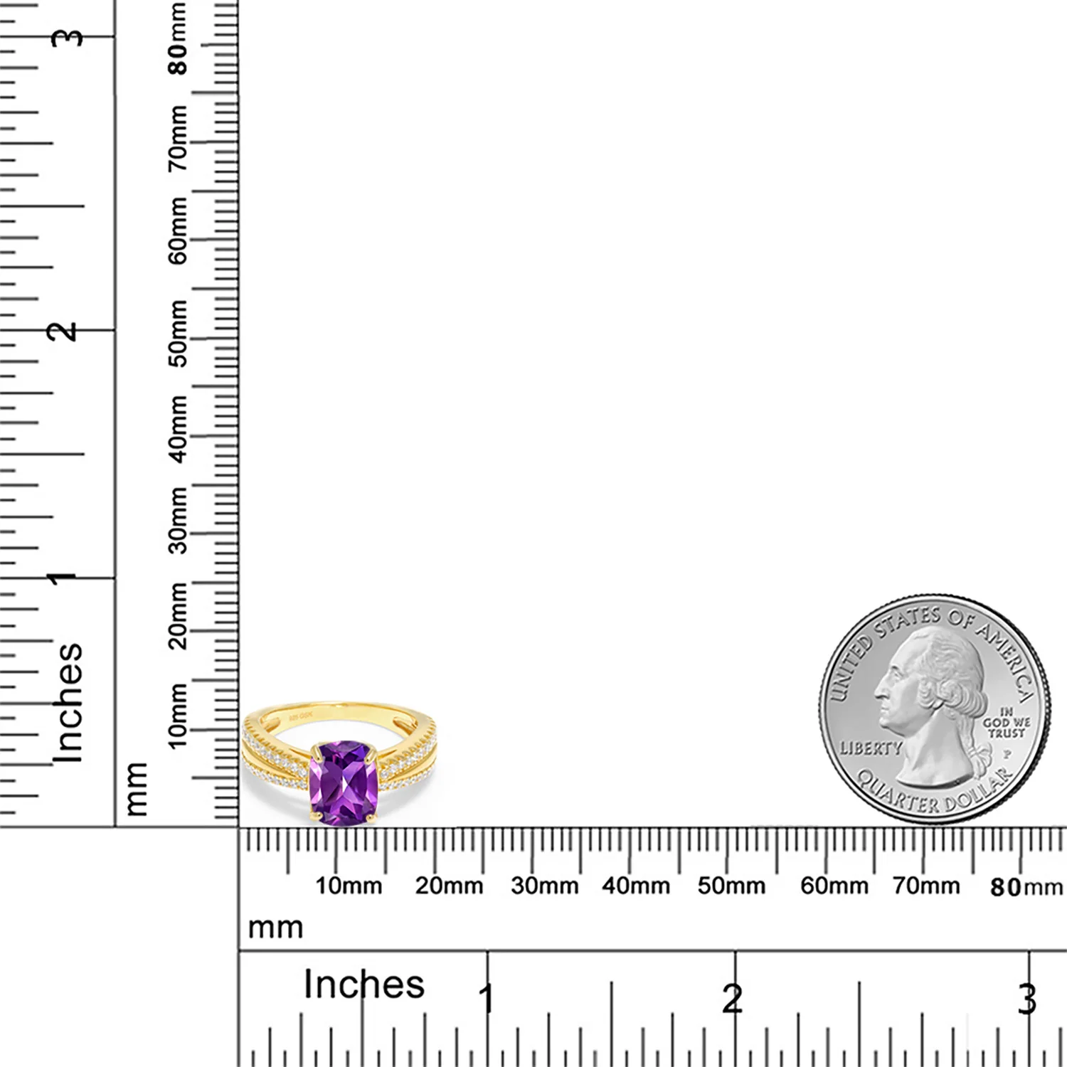GemStoneKing 2 58 Ct подушка натуральный Фиолетовый аметист ювелирные изделия 18K желтое