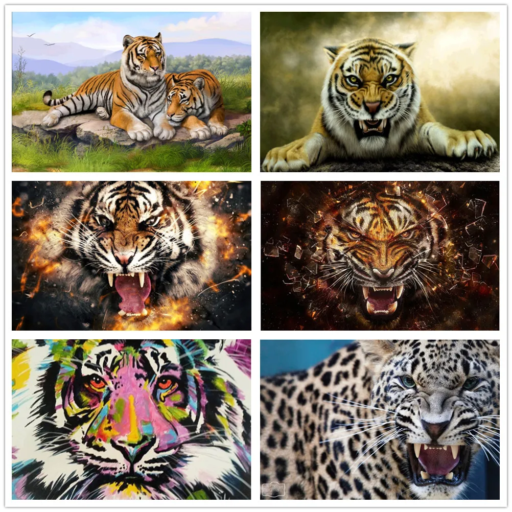 

Diamond Painting Posters Anmail Tigers Cross Stitch Rhinestones Round Full Drilling Home Decor Handmade Gift DIY Decoration