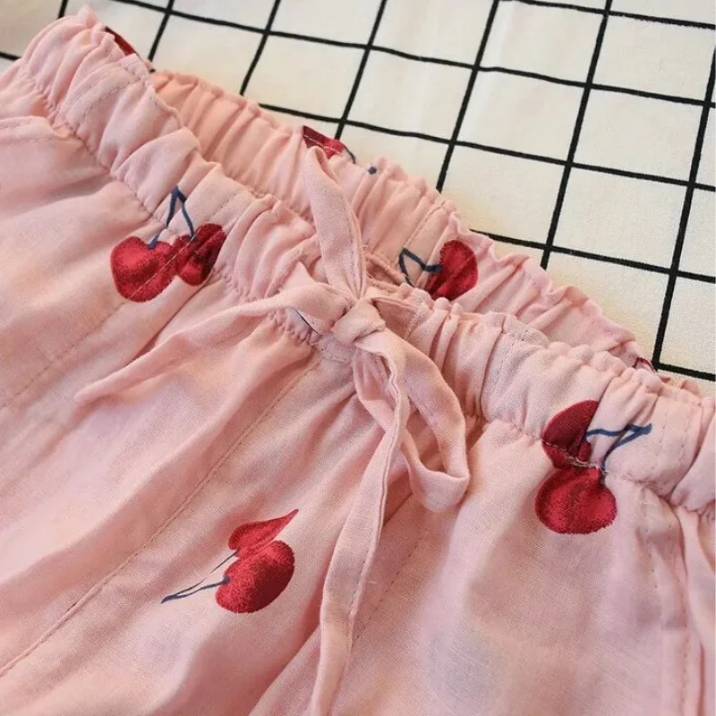 Новые женские марлевые хлопковые брюки для женщин тонкие летние домашние в виде