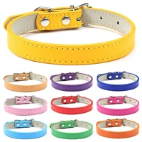10 colors soft pu leather cat collar with bell solid puppy collars for small medium dog cat accessories chihuahua pet products