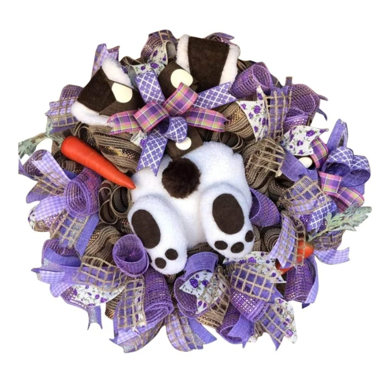 

Bunny Garland Pendant Colorful Easter Bunny Wreath Hanging Ornaments Photo Props Spring Season Front Door Party Supplies Gifts
