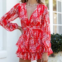 2021 floral print long sleeve summer mini dress new sexy halter tops and ruffled shorts prom beach elegant casual women jumpsuit