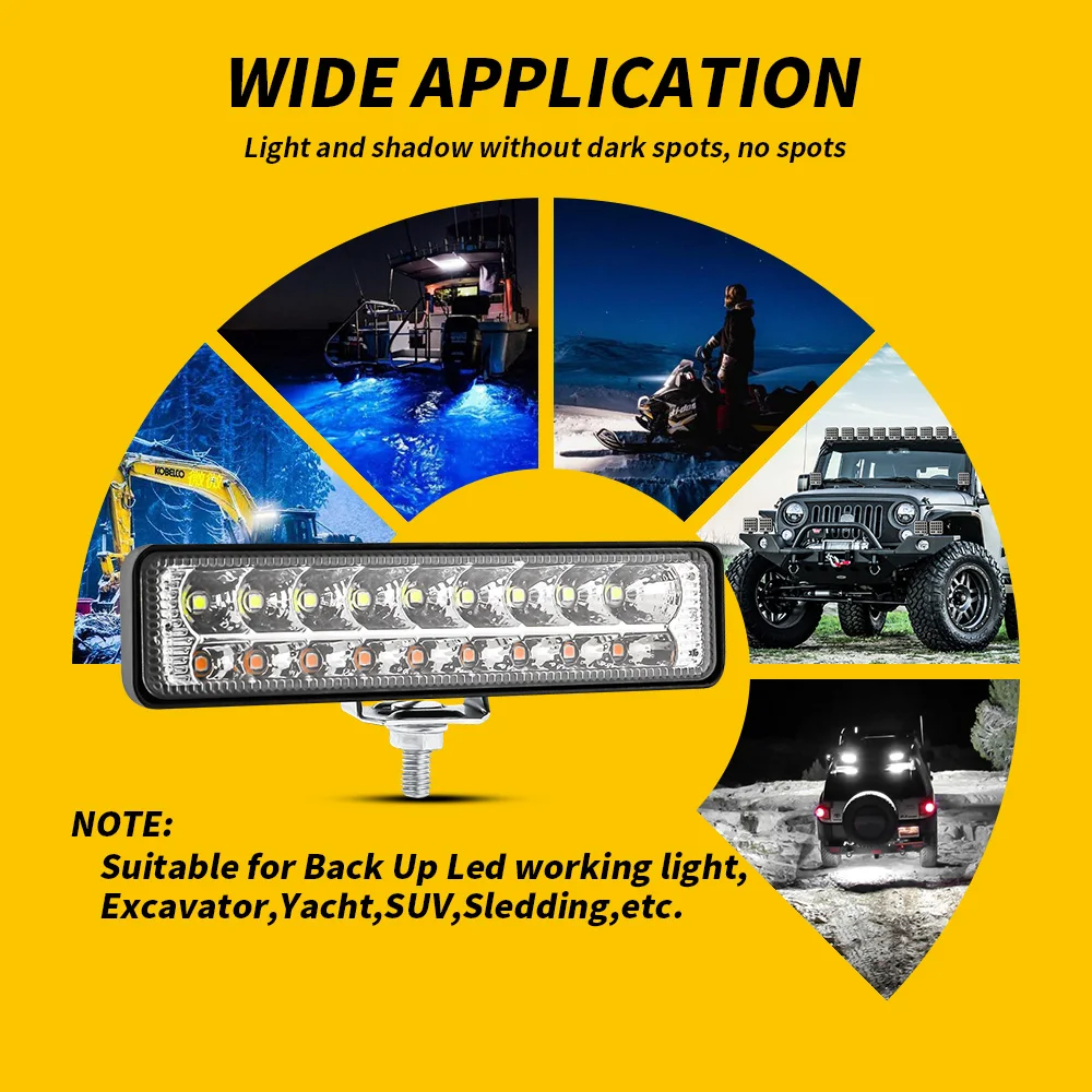 

1Pc 18LED Work Light Bar for Off Road Truck SUV Boat 12/24V Driving Lamp Waterproof LED Flood Lights