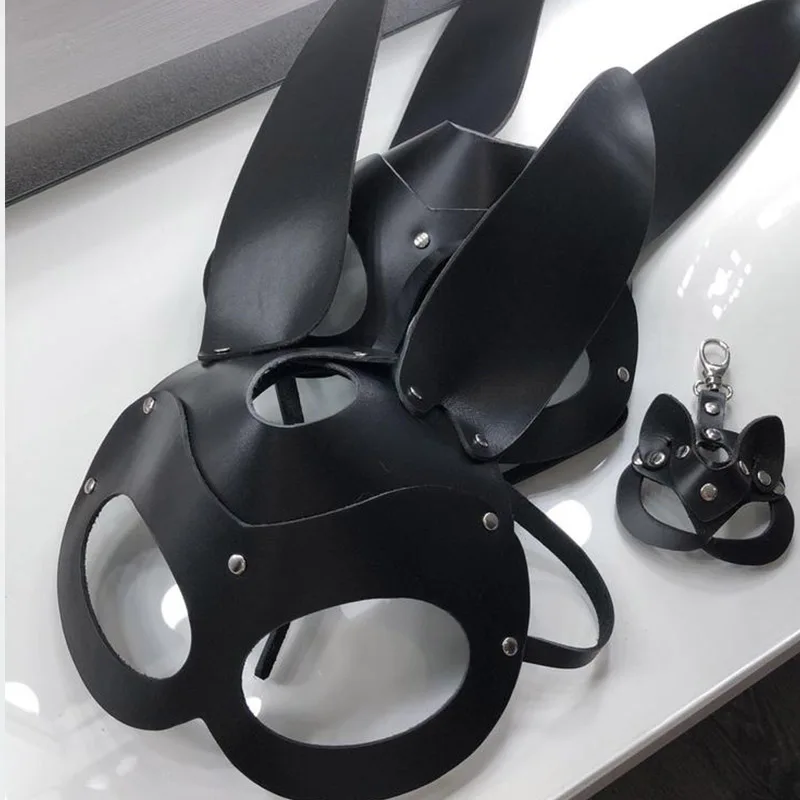 Женская сексуальная кожаная лицевая маска в виде кошки черная Маскарадная