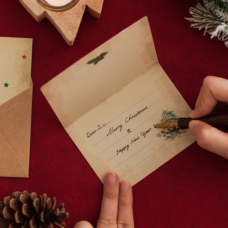 

2020 Creative Fresh Gifts Blessing Cards Festival Retro Greeting Cards Hollow Card Sets Three Fold Merry Christmas Card Happy