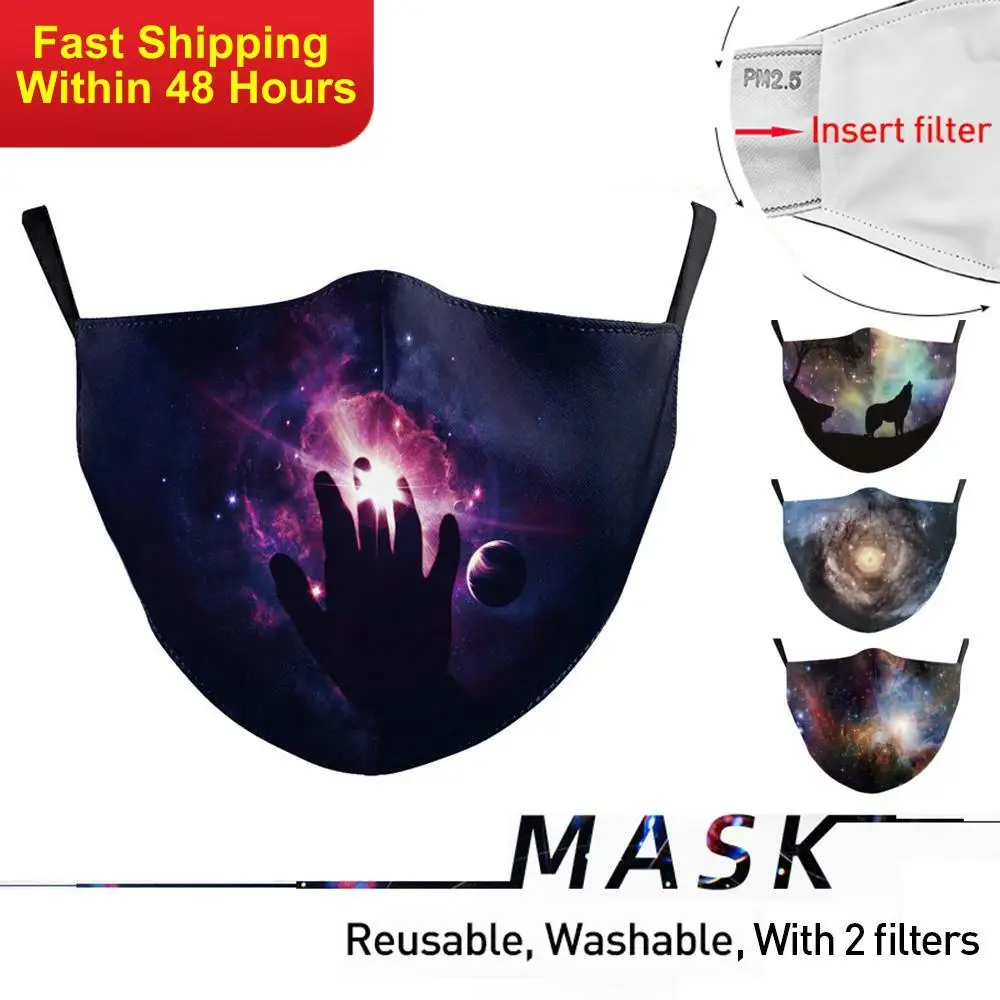 

Zawaland Starry Sky 3D Printing Cute Mask Dust Mouth Muffle Mask Reusable masks PM2.5 Filter Anti dust Fashion Masks