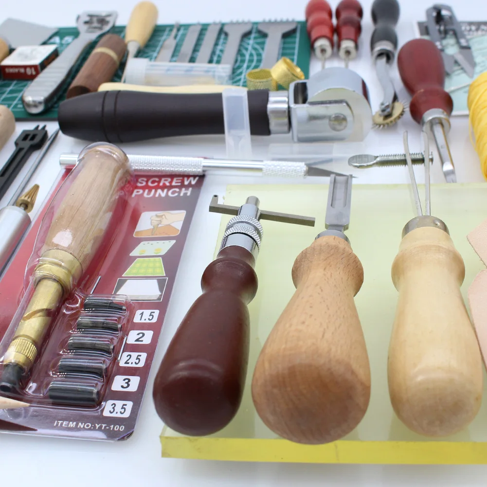 37 шт. набор инструментов для шитья кожи DIY ручная строчка с вощеной нитью