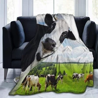 delerain cow soft throw blanket lightweight flannel fleece blanket for couch bed sofa travelling camping