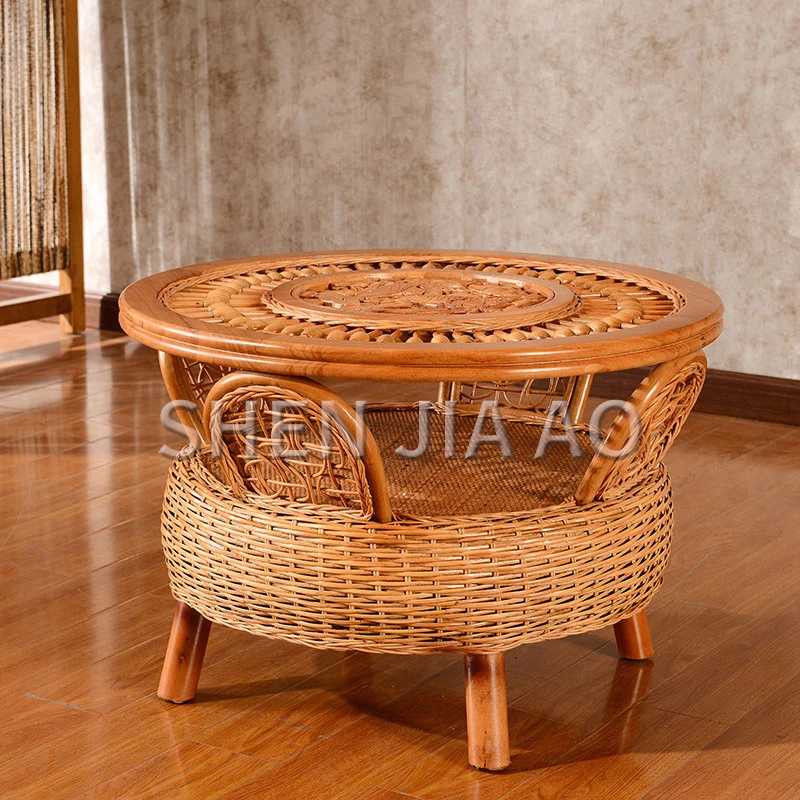 Кофейный столик ручной работы плетеный из ротанга для гостиной вестибюля отеля