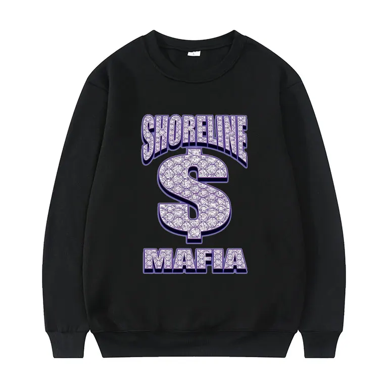 Фиолетовый хипстерский свитшот с надписью береговой мафии уличная одежда