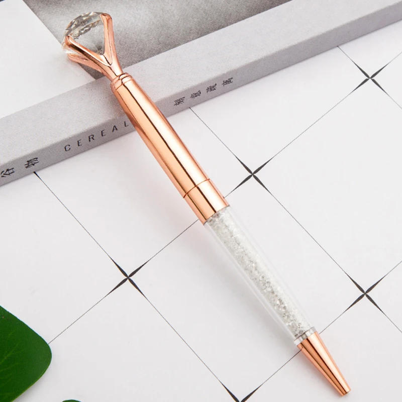 Милая кавайная большая металлическая шариковая ручка с кристаллами Шариковая