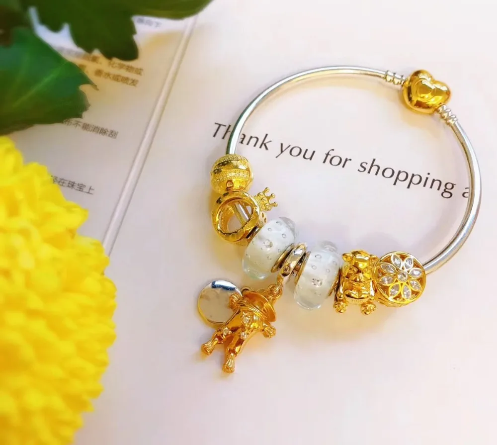 

LIDU 100%925 Sterling Silver High Quality Fashion Pandoras Scarecrow Bracelet Plated With Gold Free Mail Manufacturer Wholesale