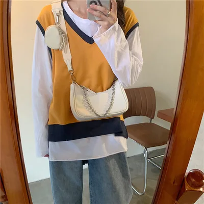 

EASYANT 2021 Armpit Bag Baguette Bag 2021 New All-match Chain One-shoulder Portable Messenger Bag