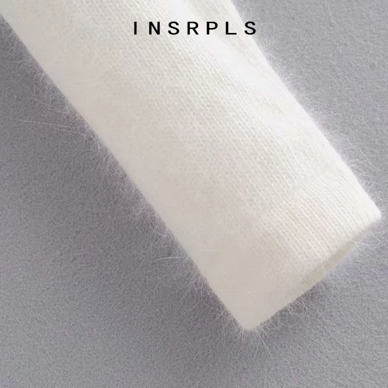 

INSRPLS Women Fashion With Pockets Cropped Knitted Cardigan Sweater Vintage V Neck Long Sleeve Female Outerwear Chic Tops