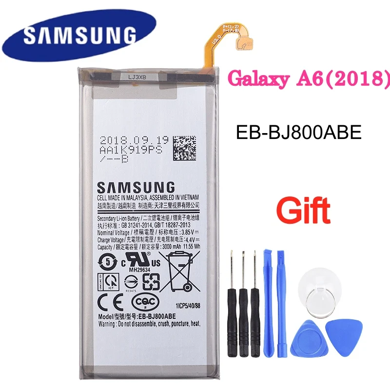 EB-BJ800ABE 3000 мА/ч, Оригинальная батарея samsung для samsung Galaxy A6() SM-A600 A600F для Galaxy J6 J600F Batteria