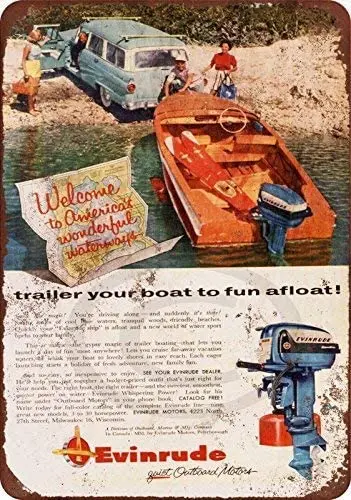 

Wall Decor 1956 Evinrude Outboard Motors Outdoor Indoor Aluminum Metal Signs