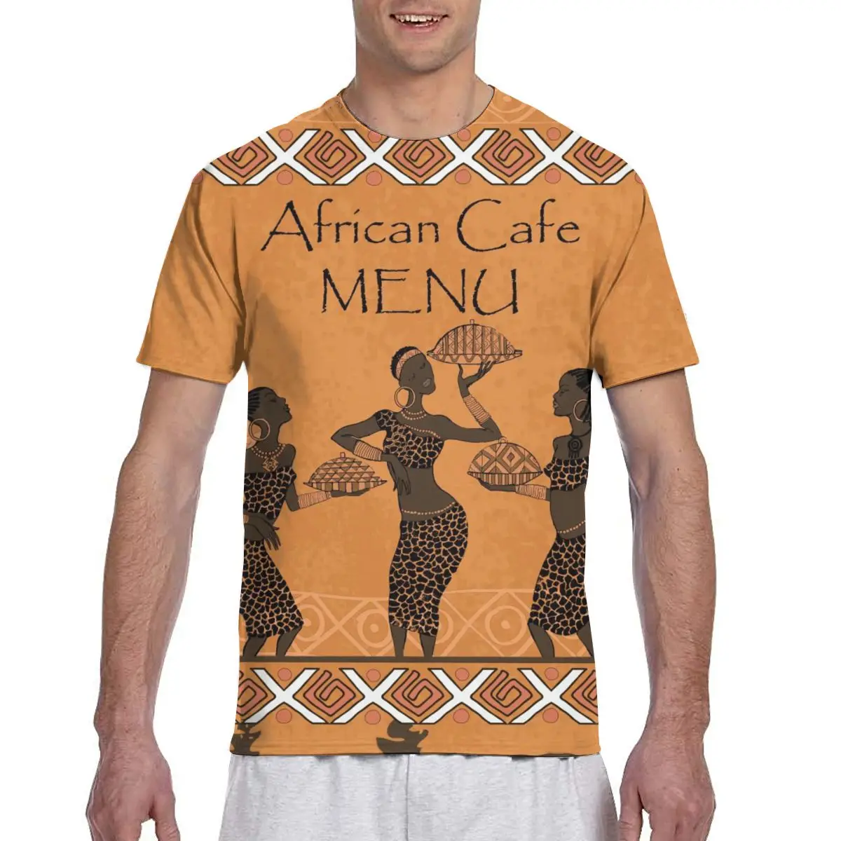 Меню для африканского ресторана кафе бар модная футболка мужчин 2020 Лето вырез