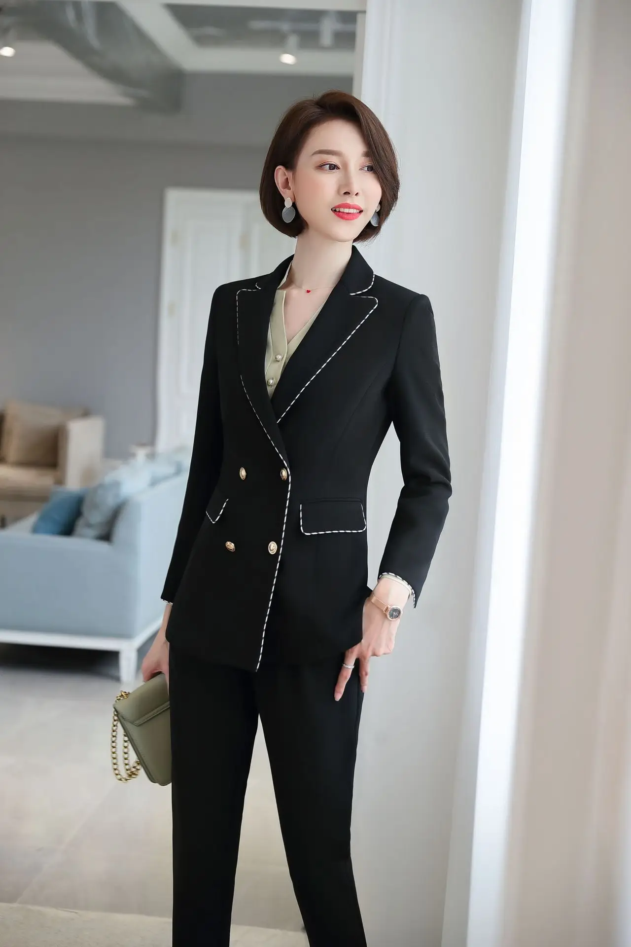 

Women pants suits professional suit new high quality long sleeve fashion office ladies overalls suit women two piece outfits