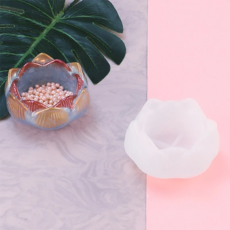 

2PCS Resin Molds Lotus Flower Epoxy Resin Casting Molds, Silicone Resin Molds for DIY Jewelry Storage Box and Resin Crafts