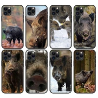 Black tpu case for iphone 2020 plus mini pro MAX back cover wild boar