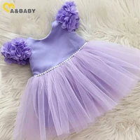 mababy 6m 6y summer baby kid girls tutu dresses flower pearl princess birthday party wedding dress for girls clothing