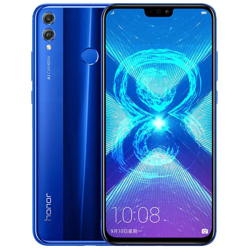 HONOR 8X, мобильный телефон, 6,5 дюймов, 4 ГБ, 64 ГБ, Kirin 710, четыре ядра, Android 8,0, 3750 мАч, разблокировка отпечатков пальцев - Цвет: Blue