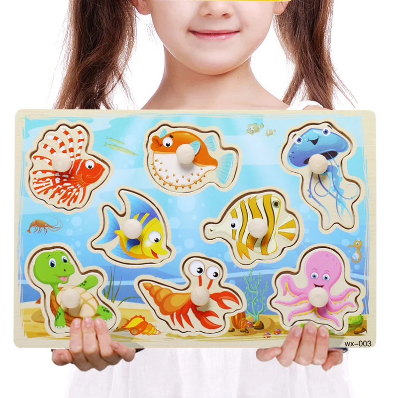 Детская деревянная головоломка Монтессори мультяшный автомобиль цифровое