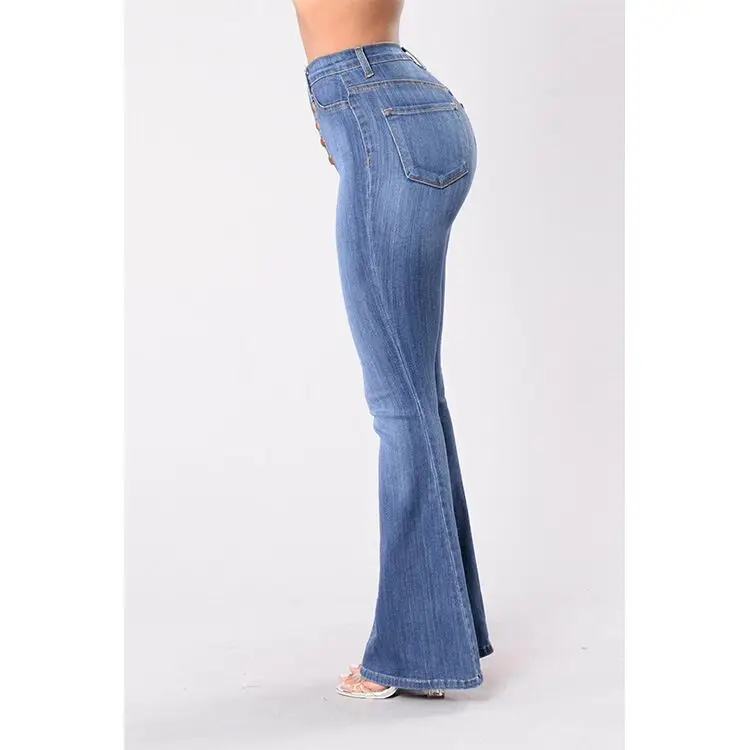 Plus Size S-4XL Women's Jeans High Waist Denim Flare Pants Street Style Blue Skinny Sexy Vintage Ladies Bell Bottom Jeans