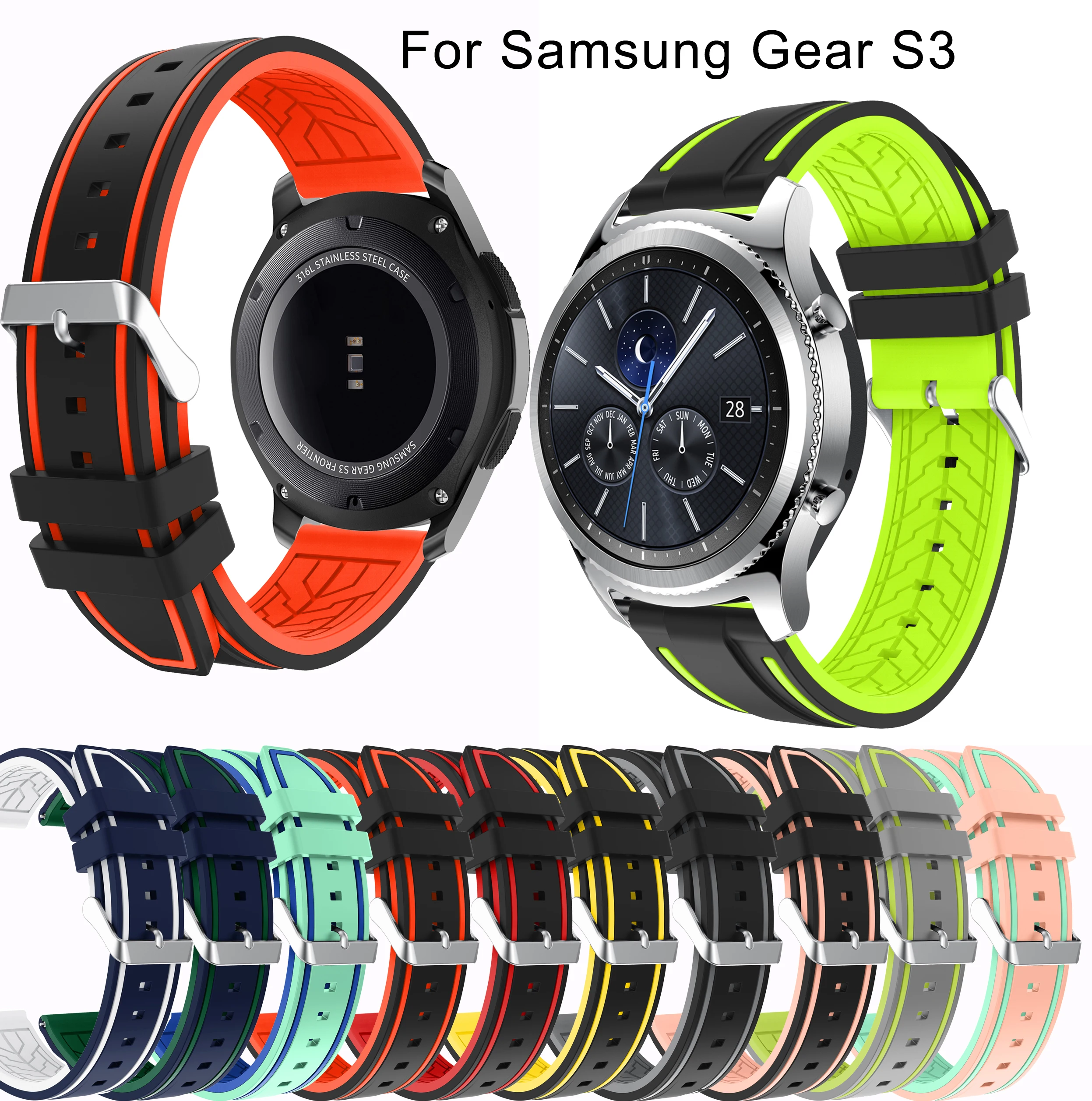 

Ремешок силиконовый для Samsung Galaxy Watch active 2 46 мм Gear S3 Classic Frontier, сменный Браслет для наручных часов, 22 мм