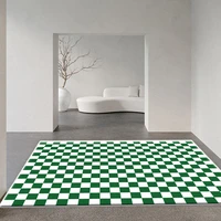 retro green carpets large checkerboard plaid area rug for living room non slip soft kid play mat bedroom nordic carpet bedside