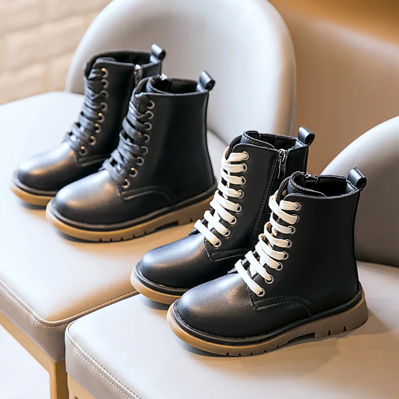 

COZULMA Girls Fashion Martin Boots Children Leather Boots for Girls Soft Leather Bottom Breathable Shoes Kids Boot Autumn Winter