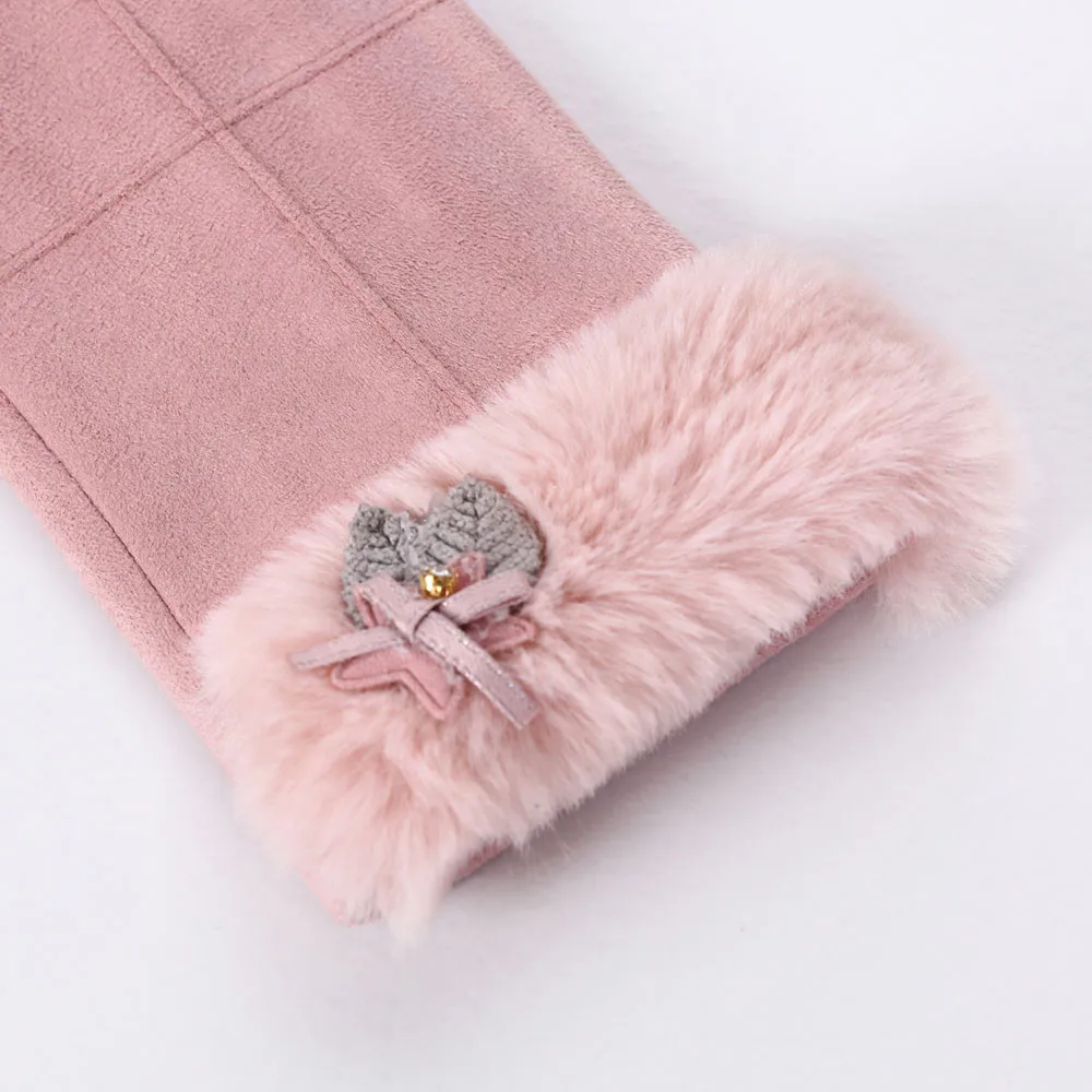 Модные женские перчатки зимние однотонные полный палец теплые варежки зимняя