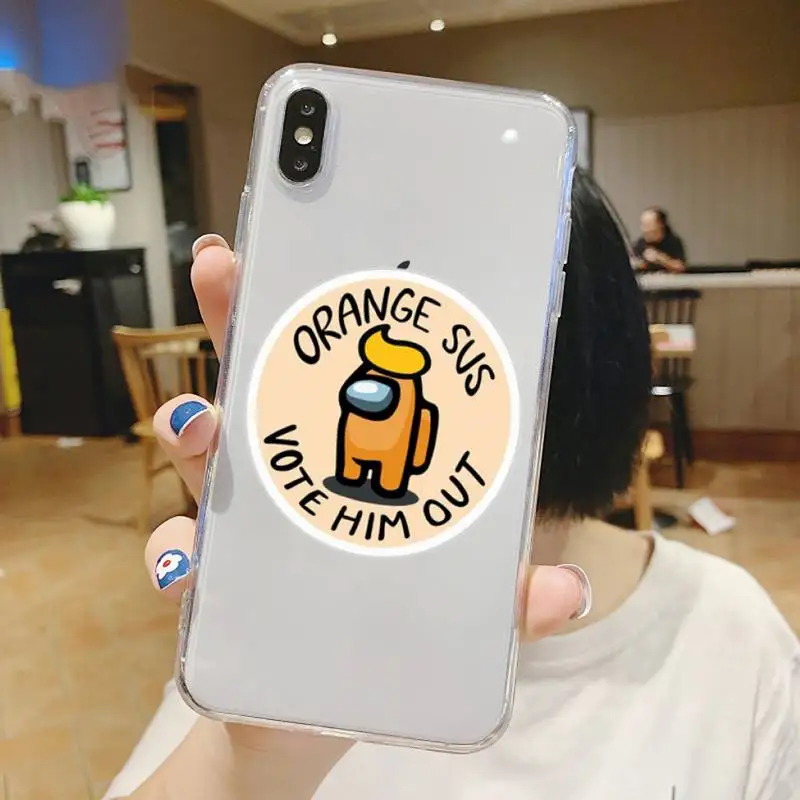 

among us Funny game cartoon Phone Case Transparent soft For iphone 5 5s 5c se 6 6s 7 8 11 12 plus mini x xs xr pro max