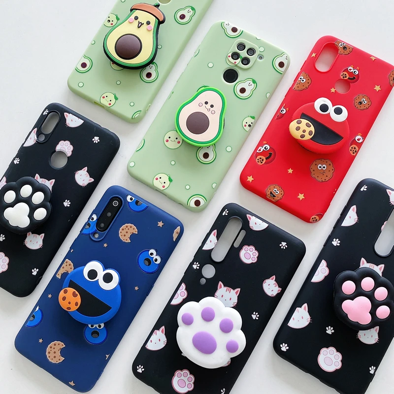 3d cute cartoon phone holder case for xiaomi mi 11 lite mi 10 pro lite 10t note 10 pro a3 a2 mi 8 mi 9 se lite 9t stand cover free global shipping