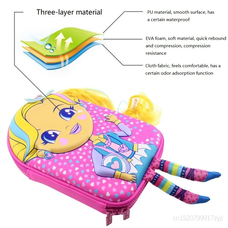 Пеналы большие для девочек милые 3D чехлы из ЭВА с двойной застежкой молнией