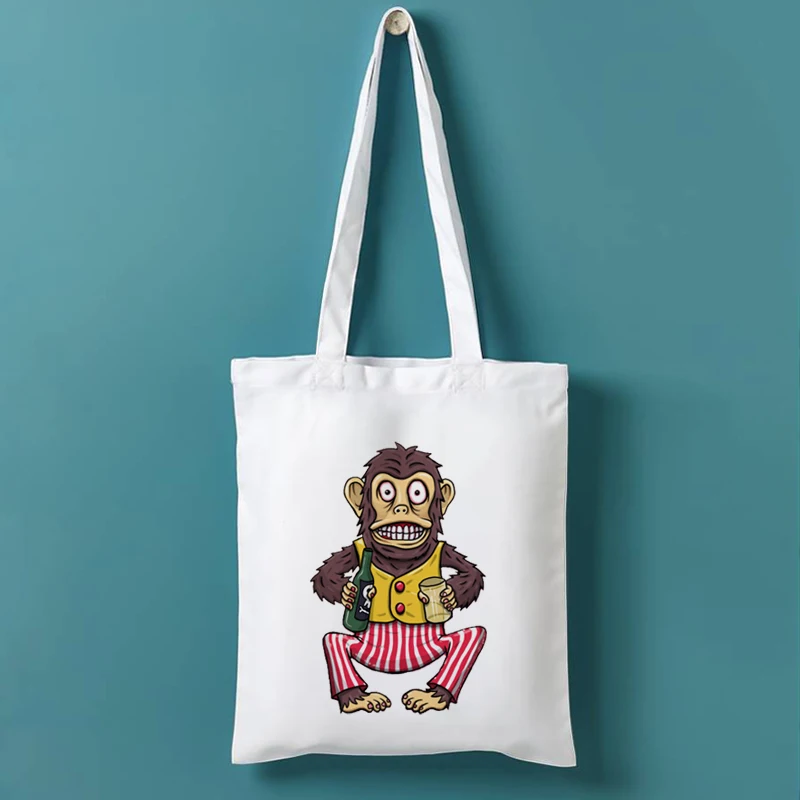 

Drinking Beer Canvas Tote Bag Alcohol Sunday Shopping Bags 2021 Fashion Cartoon Wine Tote Bag Girls Letter Reusable