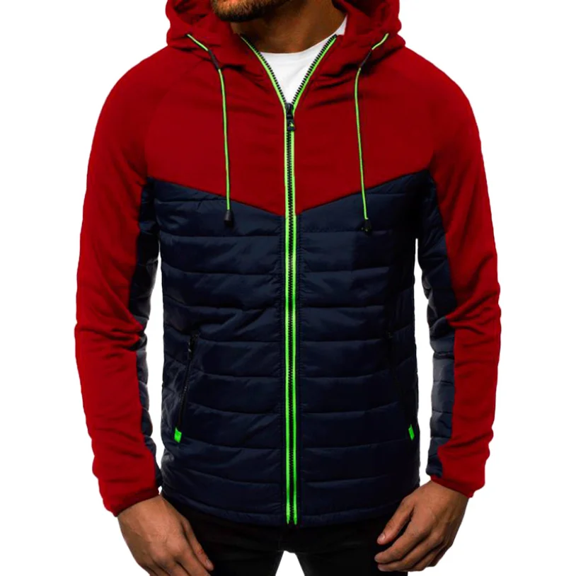 

2021 Autumn Winter New Men's Brand Patchwork Fashion Thickened Warm Cotton Clothing Slim Jacket S-3XL mannen jassenv