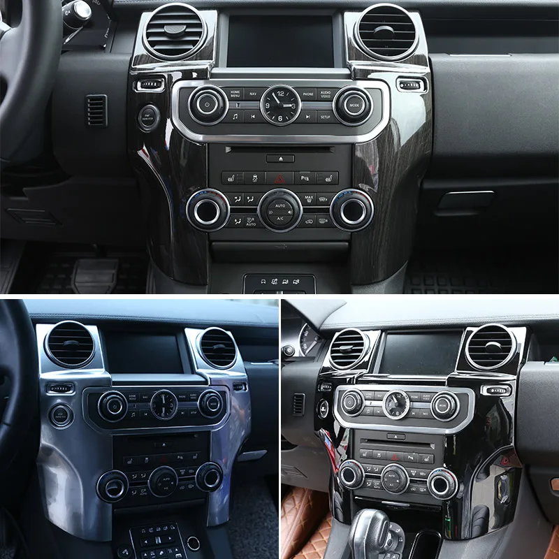 Фото Аксессуары для интерьера Land Rover Discovery 4 LR4, центральная консоль из АБС-пластика из темного дерева, декоративная наклейка для крышки вентиляционного отверстия переменного тока для LHD №3