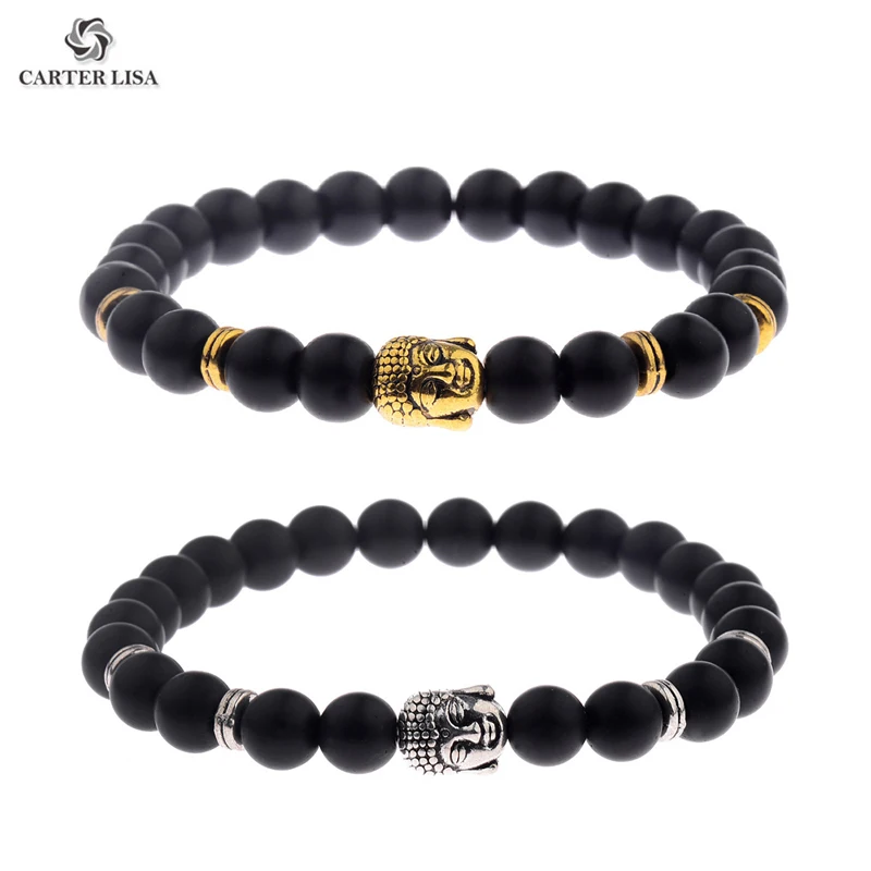 Мужские матовые бусины CARTER LISA черный матовый натуральный камень браслеты дружбы
