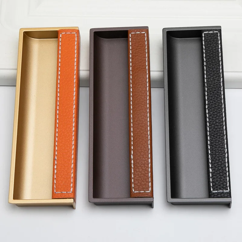 Современная мебель шкаф со скрытой кожаной ручкой раздвижная дверь скрывающая