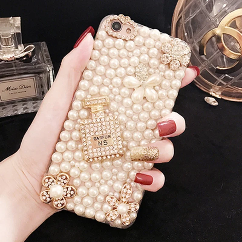

3D Bling Glitter Pearl butterfly soft silicone Case For iPhone 11 Pro Max XR X XS 6s 7 8 Plus cover for samsung S8 S9 S10 Note