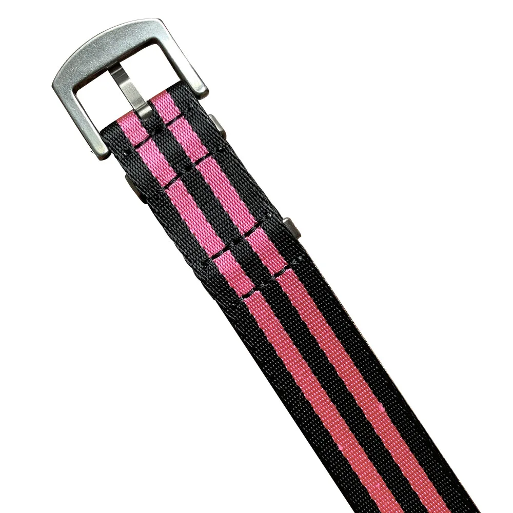 Ремешок нейлоновый двойной для наручных часов съемный браслет с черными линиями