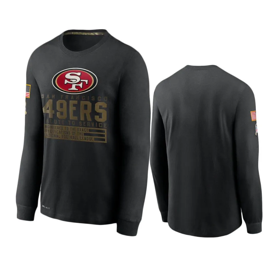 

San Francisco Men Black 2020 Salute to Service Sideline Performance Long Sleeve T-Shirt - S-4XL
