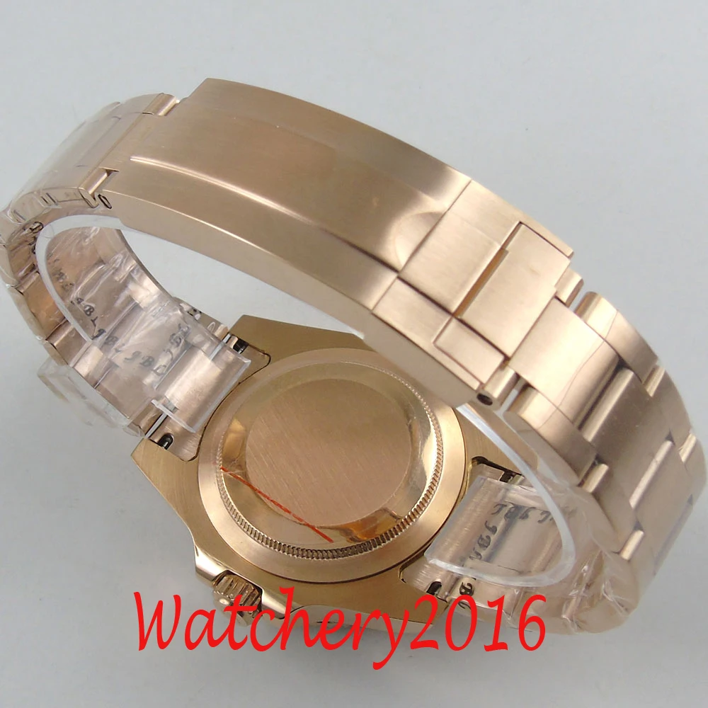 

BLIGER Design Brand Luxury Watch Automatic Black Watch GMT Stainless Rose Gold Sapphire Ceramic Bezel Mechanical Mens Watch