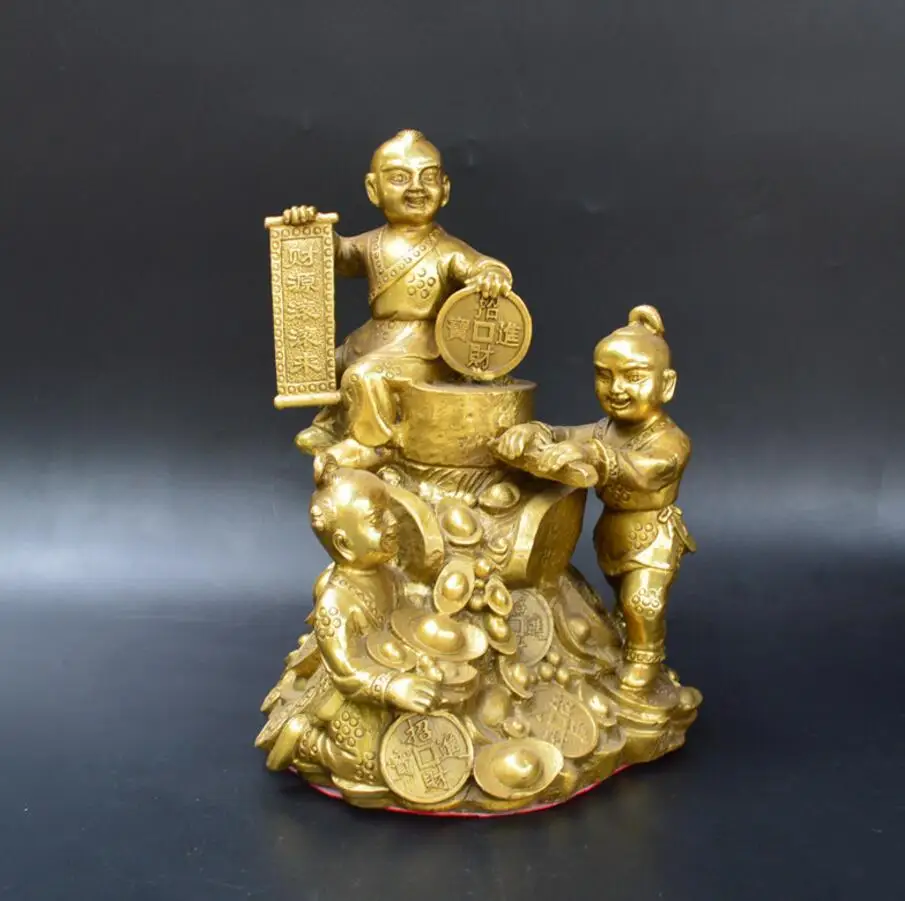 Антикварные три детских украшения из чистой латуни аксессуары для дома Shancai