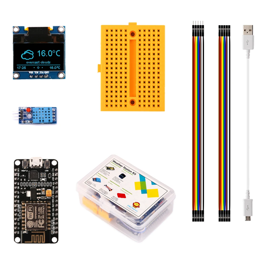 Diy Kit With Temperature Humidity  Oled 0.96 Display For Arduino Ide Iot Starter Nodemcu Demo Board