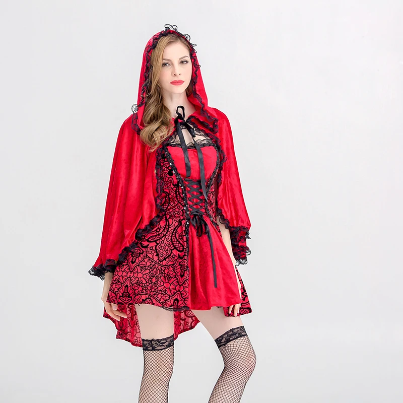 Новинка костюм с героями феи красным капюшоном для верховой езды сексуальные