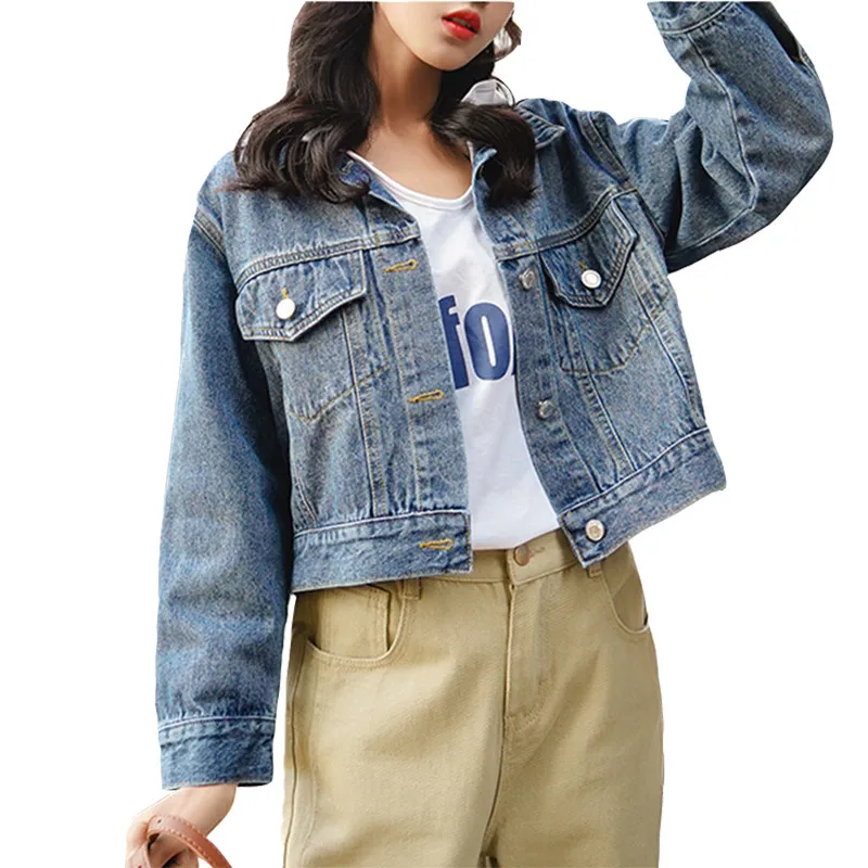 Женская джинсовая куртка с длинным рукавом 6 цветов | одежда