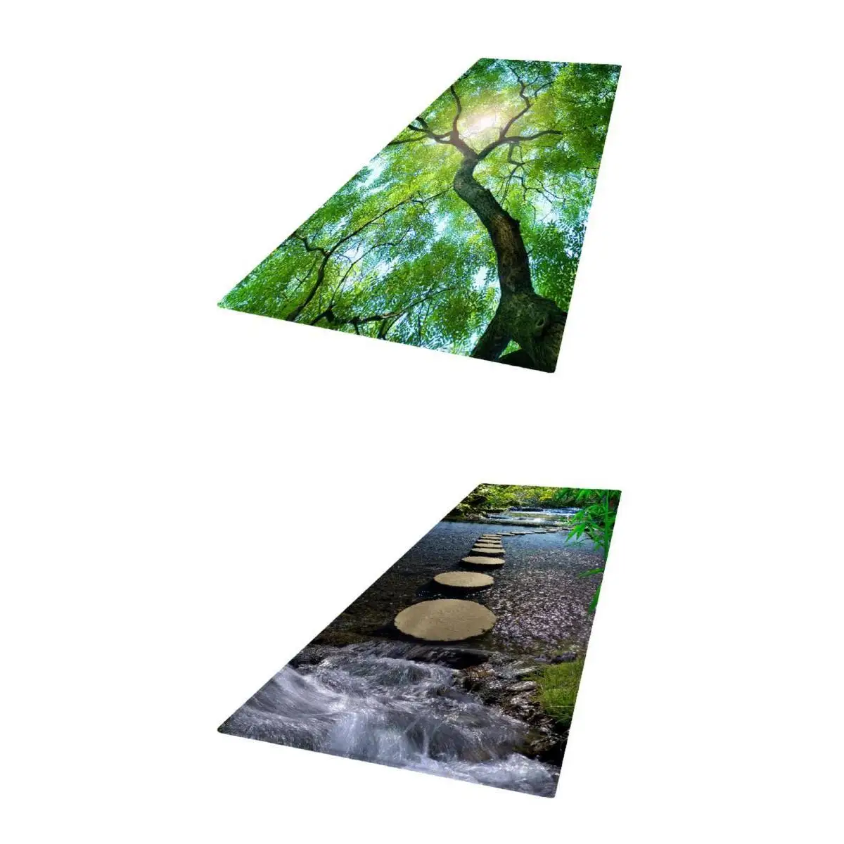 

2pcs 3D Living Room Area Rug Runner Anti-Skid Floor Mat Carpet River/ Tree